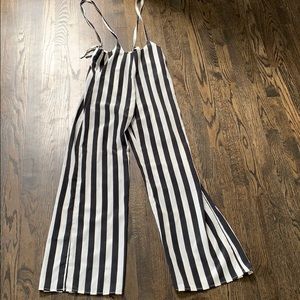 Brand new striped overalls with adjustable straps